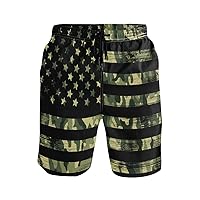 ALAZA USA Flag Camouflage Vintage Swim Trunks Quick Dry Beach Shorts Beachwear with Mesh Lining Bathing Suits for Men Boys