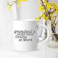 Grandad's Shop Genius At Novelty Coffee Tumbler Mugs For Home Kitchen Office School Travel For Hot Drinks Chocolate Milk Tea Mom Mug Gifts For Family Friends Colleagues 11Oz White