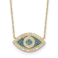 10k Gold Polished CZ Cubic Zirconia Simulated Diamond Evil Eye With 2 In Extension Necklace 16 Inch Jewelry for Women