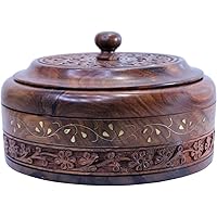 Handicrafts Goods Wooden Roti Box | Indian Roti Box | Casserole Dish Kitchen Set with lid | Warmer Hotpot Storage