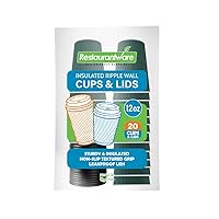 Restpresso 12 Ounce Insulated Coffee Cups With Lids 20 Ripple Wall Hot Cups With Lids - Leakproof Non-Slip Dark Green Paper Coffee Cups With Lids Disposable For Teas Hot Cocoa Or Lattes