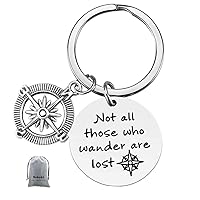 Not All Those Who Wander are Lost Keychain Inspirational Gift Inspirational Jewelry for Wanderer Traveler Graduation Gift Christmas Gift Birthday Gift Travel Gift