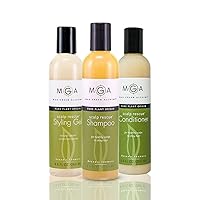 MGA Vegan Hair Shampoo, Conditioner & Styling Gel - Scalp Rescue Organic Formula for All Type of Hair | Curly Hair Care Products for Men & Women | Alcohol, Silicone & Sulfate Free Color Safe | 8.8Oz