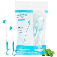 The Evolution of Oral Care | 3-in-1 Tool (Pre-Pasted Mini-Brush + Floss + Pick) | Individually Wrapped | Disposable | Prepasted Travel Toothbrushes | Small Adult Toothbrush (48 Pack)