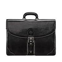 Maxwell Scott - Mens Luxury Italian Leather Large Briefcase with Buckle Closure - Handmade - The Tomacelli3