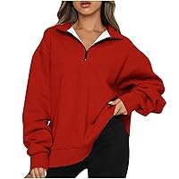 Womens Half Zip Oversized Sweatshirts Fall Fashion Hoodies Quarter Zip Pullover Sweates Fleece Long Sleeeve Y2K Clothes