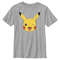 Pokemon Kids Pikachu Big Face Boys Short Sleeve Tee Shirt