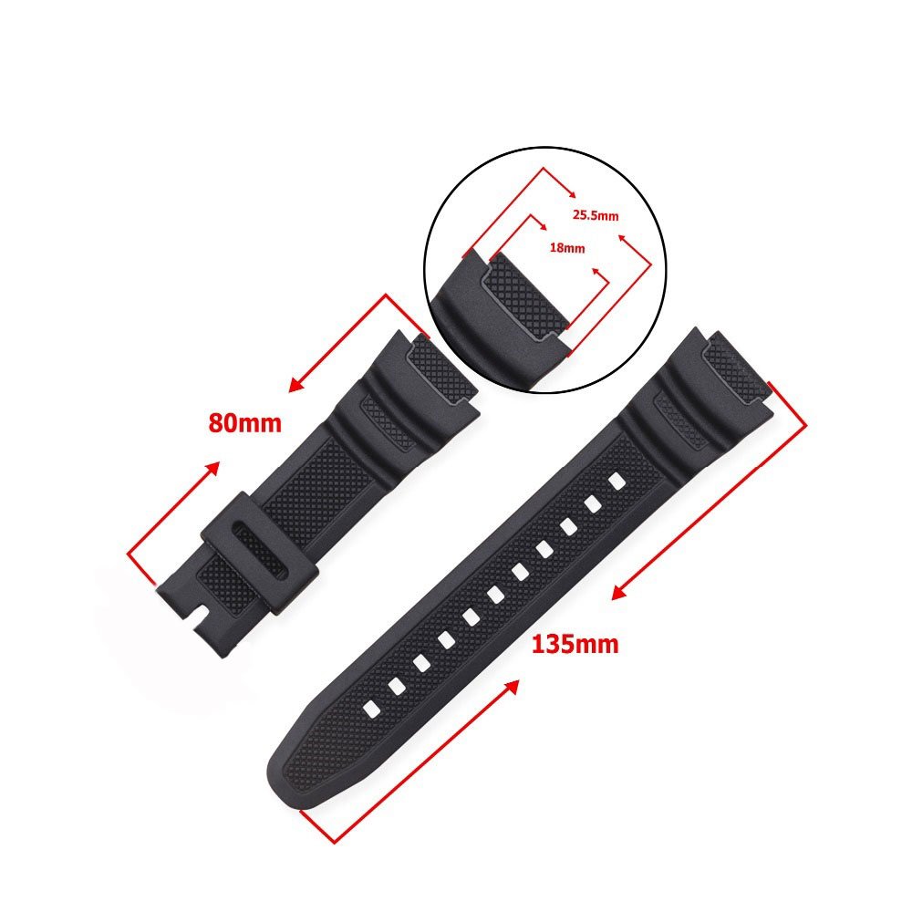 Replacement Watch Band 18mm Black Resin Strap Compatible with Casio Men's G-Shock SGW-400H/SGW-300H