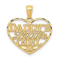 19mm 10k Gold Sparkle Cut Daddys Little Girl Love Heart Pendant Necklace Jewelry for Women