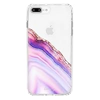 Case Designed for The Apple iPhone, Pink & Blue Agate (Exotic Marble) - Military Grade Protection - Drop Tested - Protective Slim Clear Case for Apple iPhone 8 Plus, iPhone 7, 6, 6s Plus