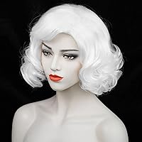 Short White Curly Wig Women Adult Mrs Claus Wig 1920s Wig Finger Wave Wig Flapper Wig Old Lady Wig + Wig Cap for Halloween Costume Cosplay