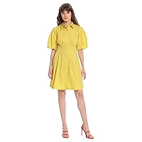 Donna Morgan Women's Button Up Shirt Dress with Puff Sleeves and Collar