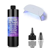 45S Fastest Curing - 500g Clear UV Resin Kit + Portable Lamp, Newest Version Quick Drying, Ultraviolet Solar Curing Epoxy Resin Glue for Molds Jewelry Making Pendants Earrings Bracelets Crafts DIY