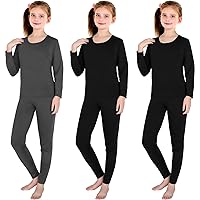 3 Set Girls Thermal Underwear Soft Winter Thermal Top and Bottom with Fleece Lined Base Layer for Girls