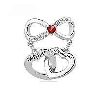 KunBead Jewelry Mother Daughter Love Heart Infinity Birthstone Dangle Charms Compatible with Pandora Bracelets Necklace for Women Girls