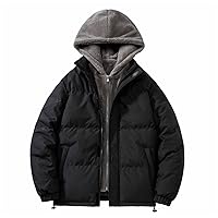 Mens Winter Coats Sherpa Hooded Jacket Cotton Padded Warm Zip Up Jackets Long Sleeve Patchwork Hooded Coat Outerwear