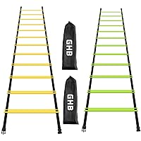 Pro Agility Ladder 2 Pack Agility Training Ladder Speed 12 Rung 20ft with Carrying Bag (Yellow and Green)