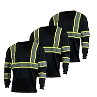 High Visibility Shirts for Men - Long Sleeve Construction Hi Vis Reflective Safety Shirts for Men Yellow Orange