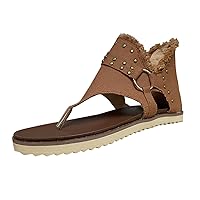 Sandals For Women Summer Women Ladies Flat Jean Nail Deco Sandals Casual Buckle Zip Up Shoes