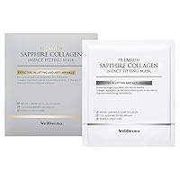 WELLDERMA Sapphire Premium Collagen Impact Fitting Mask 16 EA - Korean Face Sheet Mask for rough and dry skin- Hydrating overnight sheet mask with Patented Porous Structure Hydrogel Type - Niacinamide