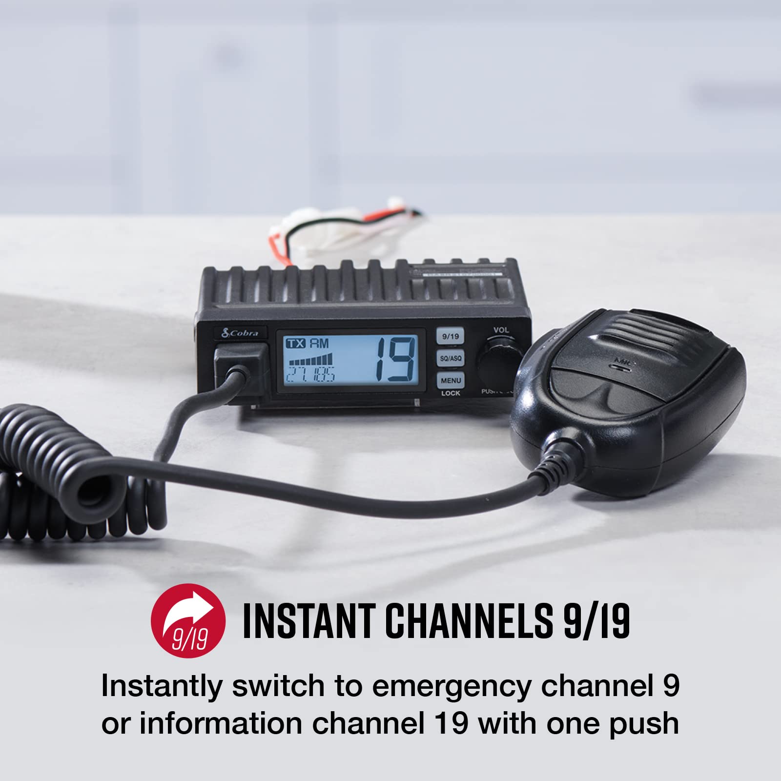 Cobra 19 MINI Recreational CB Radio - 40 Channels, Travel Essentials, Time Out Timer, VOX, Auto Squelch, Auto Power, Instant Channel 9/19, 4-Watt Output, Easy to Operate, Black