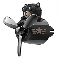 Bear Pilot Car Air Freshener Rotating Propeller Stylish Clip-Type Air Conditioner Outlet Gift Car Perfume Decoration (Black)