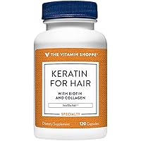 The Vitamin Shoppe Keratin for Hair with Biotin & Collagen, Supports Strong, Healthy Hair, Hair Luster (120 Capsules)