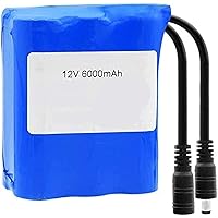 18650 12v 6000mah Li-Ion Battery Pack (6X 18650 Lithium Cells) Rechargeable with Dc Plug for DIY Power Bank