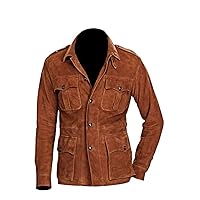 Men's Fashion 4 Pocket Suede Leather Coat