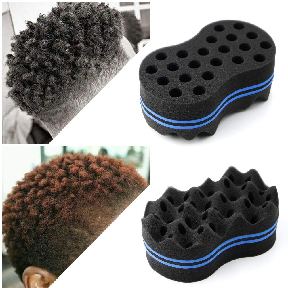 RioRand Hair Sponge Magic Barber Twist Curl Brush Sponge Dreads Locking Afro Coil Comb（Black 2 Count (Pack of 1))