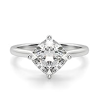 Siyaa Gems 2 CT Cushion Moissanite Engagement Ring Wedding Eternity Band Vintage Solitaire Halo Setting Silver Jewelry Anniversary Promise Ring