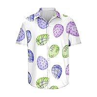 Men's Easter Shirts Egg Hunt Bunny Print Hawaiian Shirt Cuban Collar Short Sleeve Button Down Summer Casual Beach Shirts