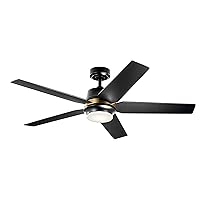 Kichler Maeve 52 inch LED Ceiling Fan with Satin Etched Cased Opal Glass in Satin Black with Satin Black Blades
