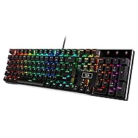 Redragon K556 RGB LED Backlit Wired Mechanical Gaming Keyboard, 104 Keys Hot-Swap Mechanical Keyboard w/Aluminum Base, Upgraded Socket and Noise Absorbing Foams, Quiet Linear Red Switch