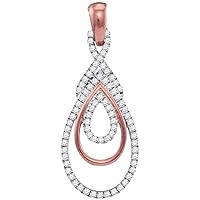 10K Rose Gold Diamond Triple Beautiful Teardrop Necklace Pendant 1/4 Ctw.