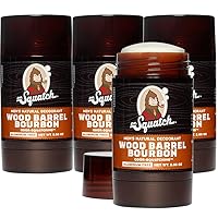 Dr. Squatch Natural Deodorant for Men 4 Pack Wood Barrel Bourbon – Odor-Squatching Men's Deodorant Aluminum-Free - Odor Protection Men's Deodorant