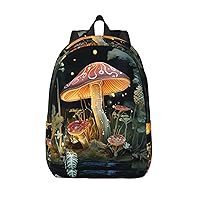 Canvas Backpack for Men Women Laptop Backpack Butterfly Mushroom Travel Rucksack Lightweight Canvas Daypack