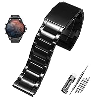 Stainless Steel watchband 22mm 24mm 26mm 28mm Men Solid Metal Bracelet for Diesel DZ7333 DZ4344 Watches Band (Color : Preto, Size : 22mm)