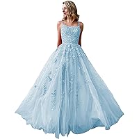 Tulle Prom Dress for Teens Laces Appliques Evening Gowns Spaghetti Straps Formal Dresses