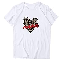 Womens Love Heart Graphic Tees Short Sleeve Round Neck Shirts Dressy Casual Tops Loose Fitting Tunic Tops Fashion Tops