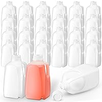 24 Pack Mini Milk Jugs Plastic Gallon Jugs with Caps Water Juice Milk Jug Empty HDPE Soda Bottles Gallon Containers for Liquids Smoothies Tea(White, 32 oz)