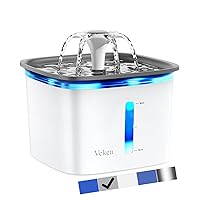 Veken 95oz/2.8L Pet Fountain, Automatic Cat Water Fountain Dog Water Dispenser with Replacement Filters for Cats, Dogs, Multiple Pets (Grey, Plastic)