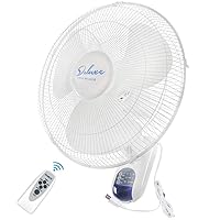 Simple Deluxe Household Quiet 16-Inch Digital Wall Mount Oscillating Exhaust Fan with Remote and Built-in Timer, 1 pack, White