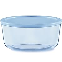Pyrex Tinted (7 Cup) Large Round Food Storage Container, Snug Fit Non-Toxic Plastic BPA-Free Lids, Freezer Dishwasher Microwave Safe