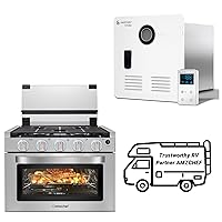 AMZCHEF 17 Inch Gas Range Stove with RV Tankless 65,000 BTU Water Heater, 3.9 GPM Instant Water Heater,9800FT Endless Hot Water for RV