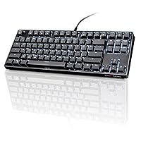 VELOCIFIRE TKL Mechanical Keyboard, 87 Key Ergonomic TKL02 Wired Brown Switches Mechanical Keyboard,with White LED Backlit for Copywriters, Typists and Programmers