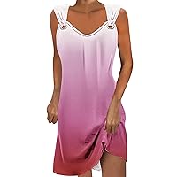Women's Sleeveless Tank Dress Fashion Cami Sundress Loose Summer Short Tshirt Dresses Gradient Casual Sun Dresses