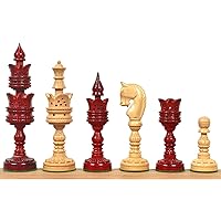 Hand Carved Lotus Series Chess Pieces Set in Red Wood/Boxwood- King Height 4.75 inches……