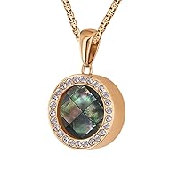 Quiges Rose Gold Stainless Steel 12mm Mini Coin Zirconia Pendant Holder and White Coloured Coins with Box Chain Necklace 42 + 4cm Extender