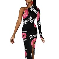 Sprinkle Squad Donut Half Sleeve Long Summer Dress for Women Cocktail Split Maxi Dress Evening Dresses